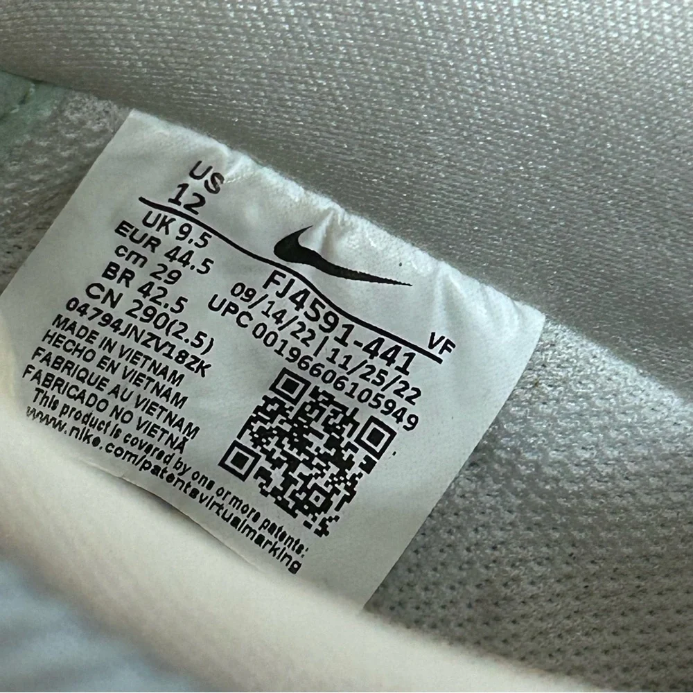 NIKE Air Force One Spring Mix low top Celestine Blue Off Black Sz 12 EU 44.5 - Picture 7 of 9